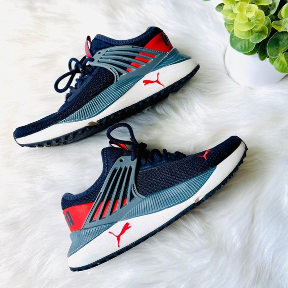 Puma Pacer Future Lace Up Sneakers Youth Boys Size 4.5C Navy Red - Picture 4 of 11